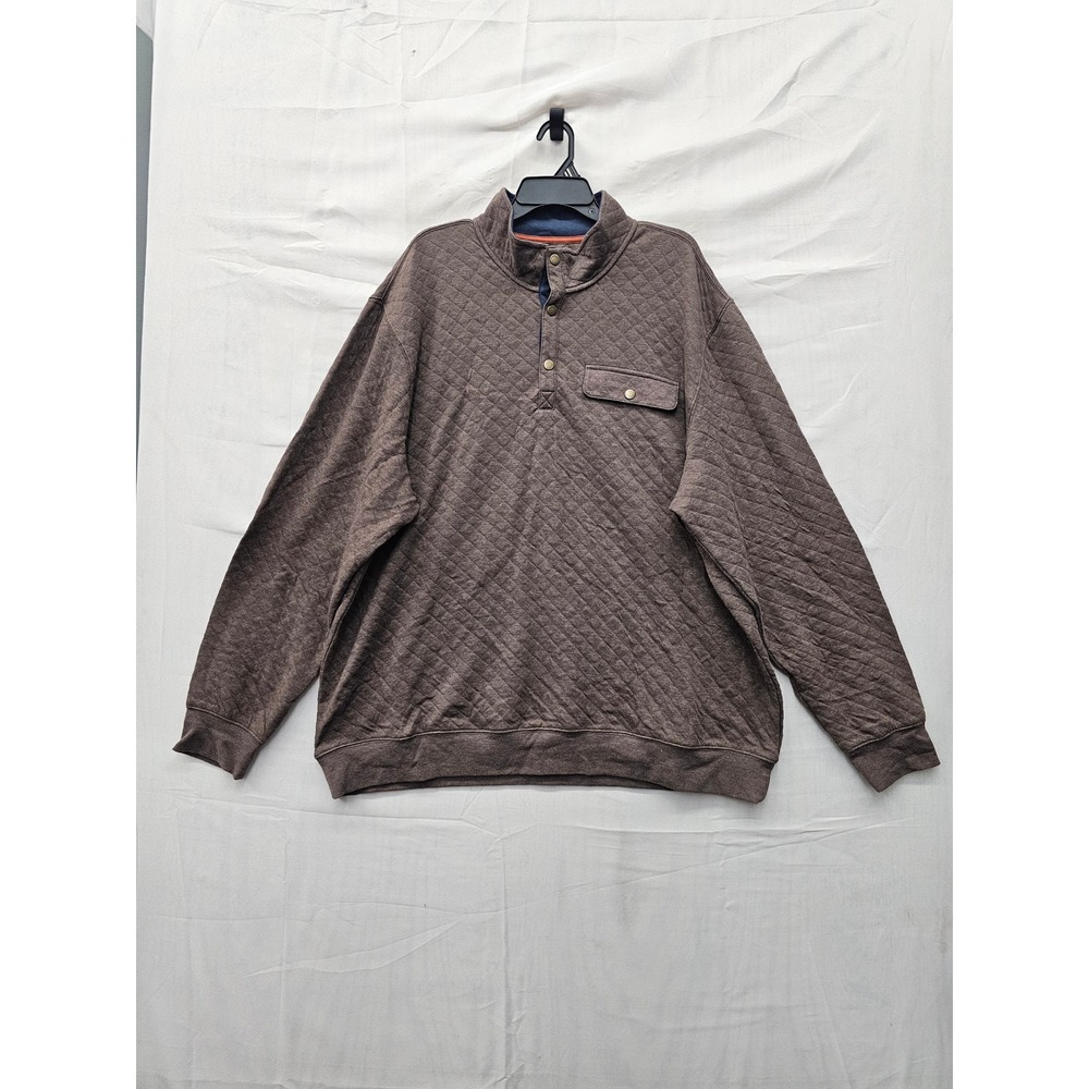 Goodfellow & Co Mens Quilted 1/4 Snap Pullover Brown Cotton Blend Size 2XL
